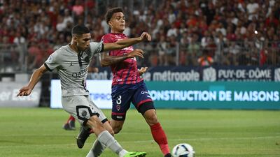 Achraf Hakimi scores against Clermont at Stade Gabriel Montpied. AFP