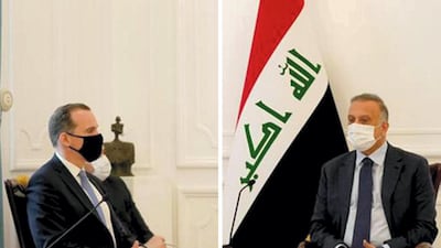 US National Security Coordinator for the Middle East and North Africa Brett McGurk meets Iraq's prime Minister Mustafa Al Kadhimi. Courtesy the Iraqi Prime Minister's Office