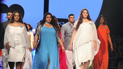 In 2017, Wendell Rodricks sent plus-size male and female models down his Lakme Fashion Week runway. AFP
