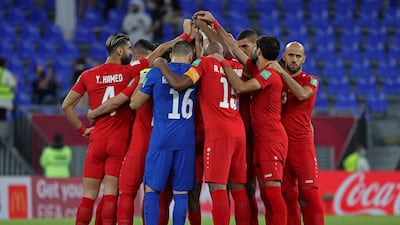 Palestine before their Fifa Arab Cup 2021 group match against Jordan. AFP