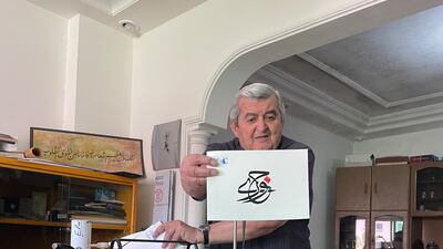 Mr Tabbal with some of his work at his home in Amman