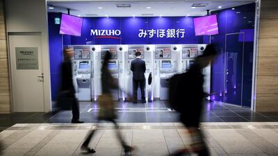A Mizuho Bank ATM machine in Tokyo. Yuya Shino / Reuters