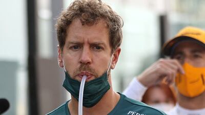 Aston Martin's Sebastian Vettel before the race. Reuters