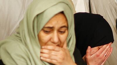 Mourners at Abu Yousef Al Najjar Hospital, in Rafah in the southern Gaza Strip. Reuters