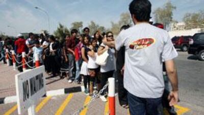 People queue for their chance to audition at the Indian High School in Dubai yesterday.