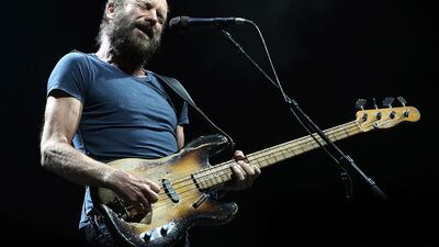 Sting performing at the Dubai Jazz Festival in 2015. Satish Kumar / The National