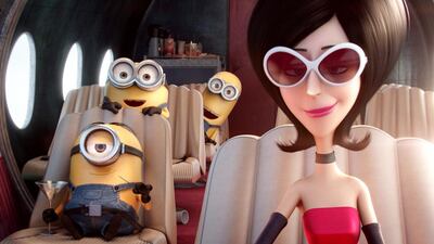 Minions and Scarlet Overkill, voiced by Sandra Bullock. Courtesy Illumination Entertainment / Universal Pictures via AP Photo