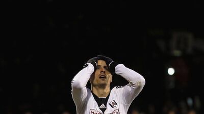 UAE football fans are almost as frustrated as Fulham's Dimitar Berbatov, pictured here in the match against Swansea City which wasn't shown on Al Jazeera. Reuters/Stefan Wermuth