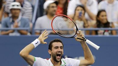 Marin Cilic celebrates his victory over Roger Federer at the US Open. Charles Krupa / AP Photo