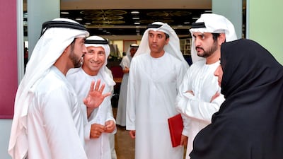 Sheikh Hamdan bin Mohammed bin Rashid, Crown Prince of Dubai and Chairman of Dubai Executive Council, pictured with his brother Sheikh Maktoum bin Mohammed, Deputy Ruler of Dubai, at the Knowledge and Human Development Authority. Wam