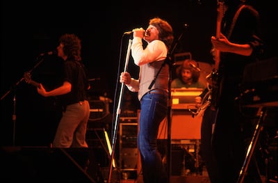 American band Toto, featuring former member Bobby Kimball, at the Park West in Chicago in 1982. Getty Images