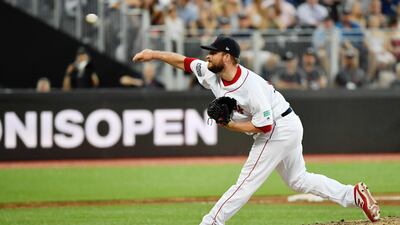 London, ENG; Boston Red Sox relief pitcher Ryan Brasier (70) throws a pitch during the sixth inning against the New York Yankees at London Stadium. Mandatory Credit: Steve Flynn-USA TODAY Sports
