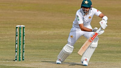 Pakistan's Babar Azam during the first day of the second Test at the Rawalpindi Cricket Stadium. AFP