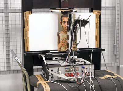 Funerary portrait undergoes an X-ray fluorescence spectroscopy. Victor Besa / The National
