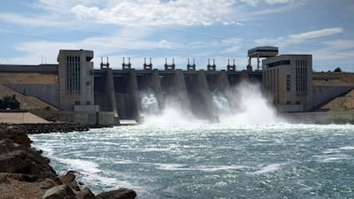 As a measure to curb the flooding, water is released from the Euphrates Dam in Tabqa, Raqqa province. Sana / AFP
