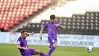 Balazs Dzsudzsak scores his goal against Sharjah. Chris Whiteoak / The National
