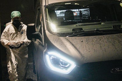 Forensic investigators work at the scene on March 11, 2026 following the arrest of three brothers after the explosion at the US embassy in Oslo. AFP