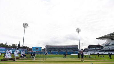 England players take part in a practice session at Headingley. AFP