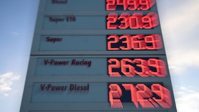 Fuel prices at a Shell petrol station in Leezen, Germany. Reuters