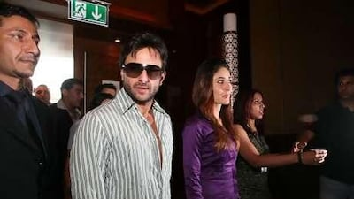 The Bollywood couple Saif Ali Khan and Kareena Kapoor at a press conference in Dubai.