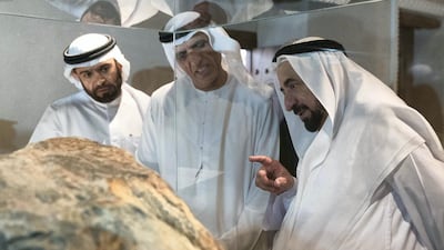 The Ruler of Sharjah laying the foundation stone of the Maritime Academy and unveiling a number of monuments and archaeological buildings in Khor Fakkan.