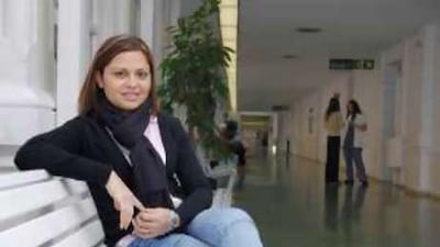 Claudia Castillo, the 30-year-old Colombian patient for the world's first tissue-engineered airway transplant, in the Hospital Clinic of Barcelona, Spain.