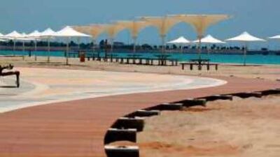 Walk this way: The new beach has been divided into two separate areas, one for families and the other for single men.