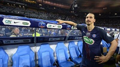 Zlatan Ibrahimovic scored his final goals for PSG in the 4-2 French Cup final win over Marseille. Franck Fife / AFP