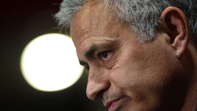 Manchester United manager Jose Mourinho attends a press conference at Old Trafford in Manchester, north west England on May 10, 2017, ahead of their Europa League semi-final second leg football match against Celta Vigo. Miguel Riopa / AFP