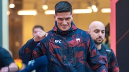 Islam Dulatov during the UFC Open Workouts, Yas Mall at the UFC Fan Experience. Victor Besa / The National