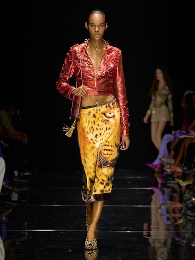 Fausto Puglisi dives into the Cavalli archive for a high-energy collection of animal prints, embellishment and unapologetic party dressing. Photo: Roberto Cavalli