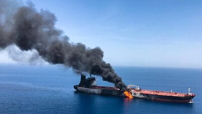One of the two tankers attacked in the Gulf of Oman last week. AP