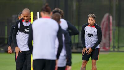 Liverpool's Roberto Firmino during training. PA