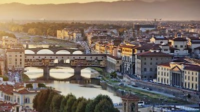 The Florence cityscape at the evening with the Ponte Vecchio. Getty Images
