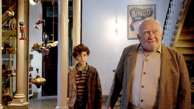 David Mazouz, left, stars alongside veteran actor Ed Asner in The Gamesmaker. Courtesy Pampa Films