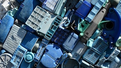 The sculpture was created to bring attention to the amount of waste that ends up in the oceans. John Thys / AFP