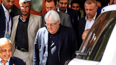 The UN special envoy for Yemen, Martin Griffiths, arrives at Sanaa international airport on February 11, 2019. AFP