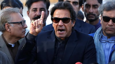 Imran Khan, chairman of the Pakistan Tehreek-e-Insaf party, gestures as he addresses members of the media in Karachi after Pakistan's supreme court dismissed a petition to disqualify him from parliament for not declaring assets on December 15, 2017. Akhtar Soomro / Reuters