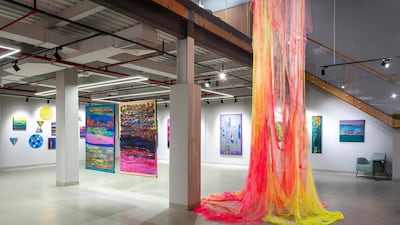 I Write in Colour includes more than 35 artworks by Makki, including her abstract neon paintings. Courtesy the artist and Aisha Alabbar Art Gallery