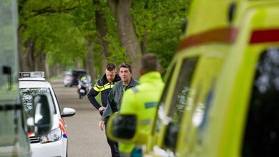 Police officers and veterinarians search for the two tigers who escaped from a big cat shelter in the north of the Netherlands on May 14, 2016. Jacob van Essen/ANP/AFP