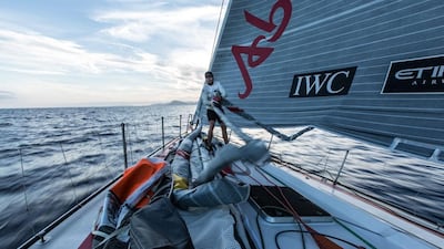 Luke Parkinson, Abu Dhabi Ocean Racing bowman, showing during the Leg 0 practice run in Alicante, Spain, on September 13, 2014 ahead of the 2014/15 Volvo Ocean Race official start on October 4. Matt Knighton / Abu Dhabi Ocean Racing / Getty Images