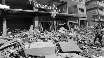 Rescuers search for victims on March 8, 1985, 15 minutes after a car, packed with an estimated 250kg of TNT, exploded in a crowded street of the southern Bir Al Aabed district in mainly Shiite southern suburb of Beirut. At least 75 people were killed and 256 injured in the explosion. AFP