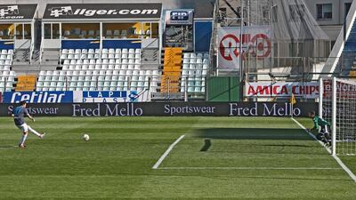 SPAL's Andrea Petagna scores the only goal from the penalty spot. EPA