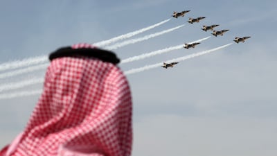 Fursan Al Emarat display at the Dubai Airshow 2025. Al Maktoum International Airport, Dubai, UAE. Chris Whiteoak / The National