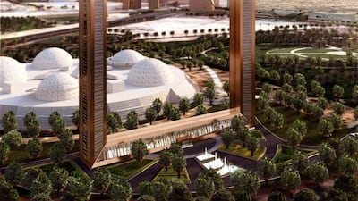 The Dubai Frame will bring 2 million visitors a year from across the world, according to Dubai Municipality. It will be 150 metres tall and 100 metres wide, with a walkway between the two sides of the frame. It will reportedly cost Dh120 million. Located in Zabeel Park, the frame could be ready for later this year. Courtesy Dubai Municipality
