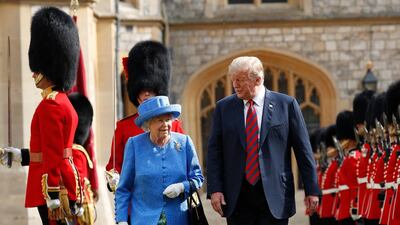 US President Donald Trump with Queen Elizabeth II at Windsor Castle in 2018. AP Photo