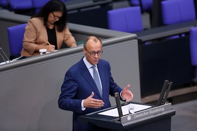 Opposition leader Friedrich Merz criticised the record of Olaf Scholz's government. Getty Images
