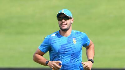 Aiden Markram of South Africa trains at SuperSport Park. Getty