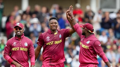 West Indies' Oshane Thomas and his teammates were in good spirits. AP Photo