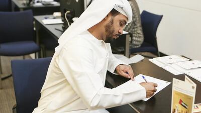 Essa Al Badwawy 28, works at the police department in Dubai. This is the first year he is eligible to register to be an FNC candidate. Sarah Dea / The National